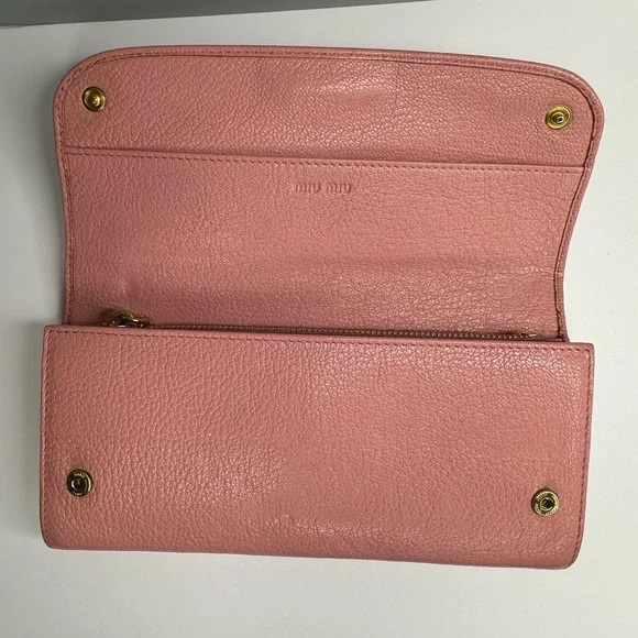 Miu Miu Pink Madras Leather Long Wallet - Picture 6 of 13